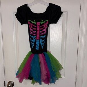 Spirit Black Skeleton Kids Costume with Tutu size child medium 8-10